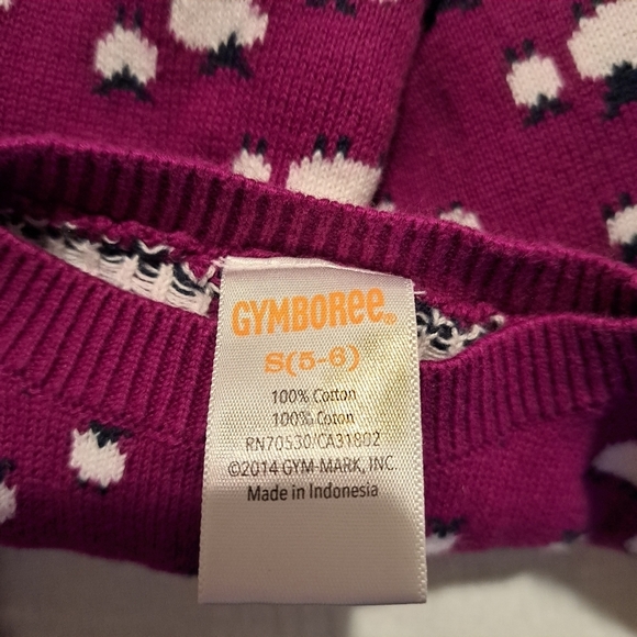 Gymboree girls size 5/6 purple cardigan with white sheep design - Picture 2 of 5